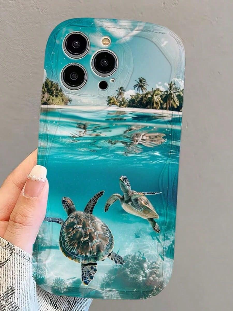 Coconut Trees, Sea Turtles By The Sea Phone Case Suitable For Compatible With Iphone16, 15, 14, 13, 12, 11, PRO MAX, As Well As X, XS, PLUS,