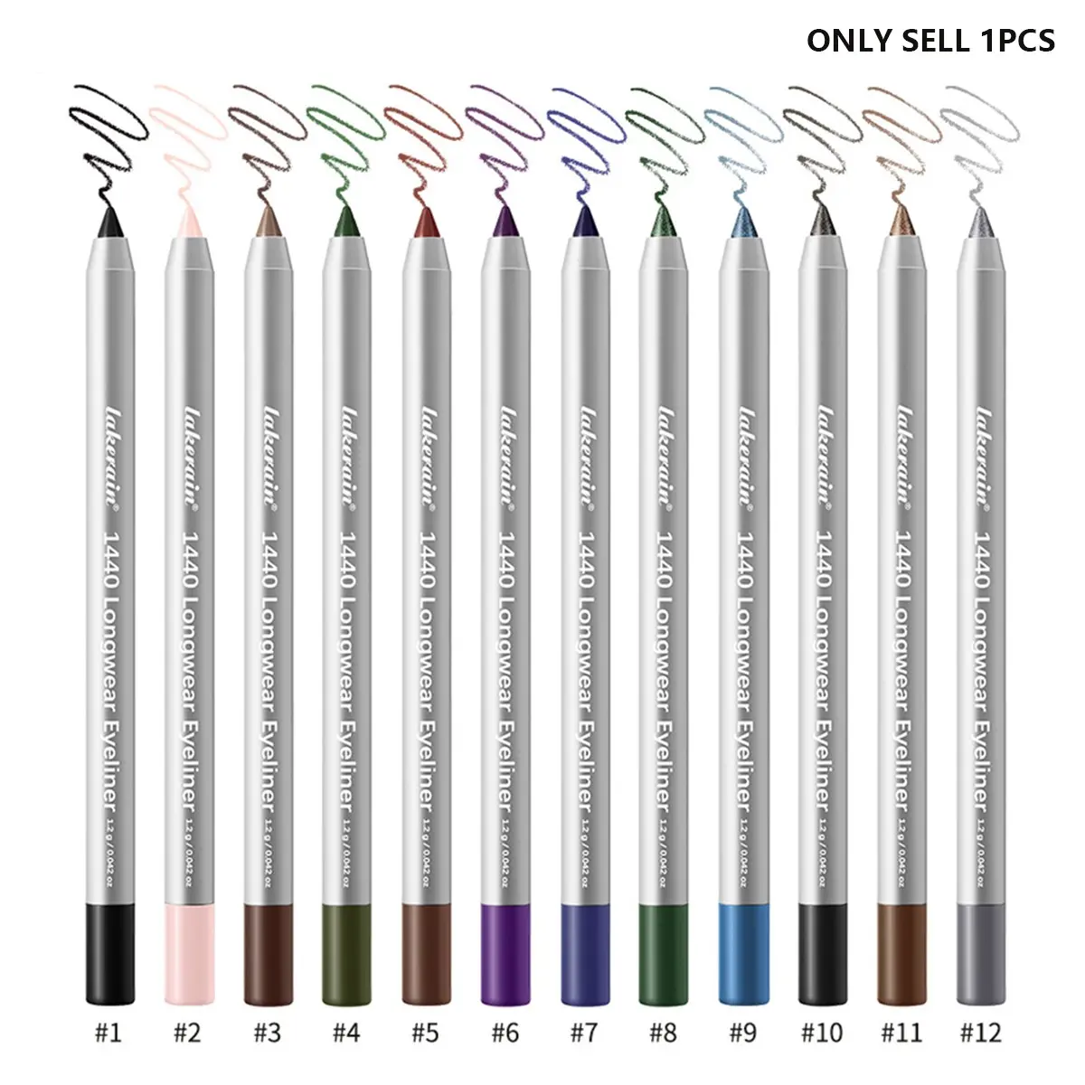 Single Pack 12 Color Wooden Rod Pen, Lip Liner Eye Liner One Stroke, Moisturizing Smooth Portable Makeup Tool, Essential Beauty Accessory