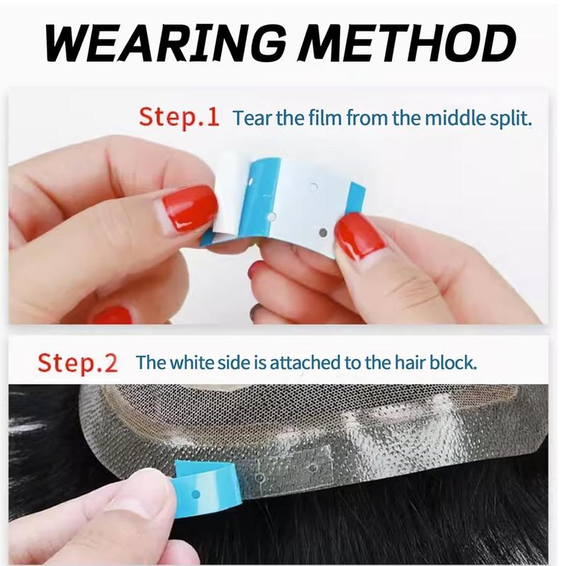 Wig Tape Strips Waterproof Double-Sided Wig Tape for Lace Wig Blue Adhesive Tape for Wigs Toupees Hair Pieces and Hair Extension Toupees Strong Hold Extra Bold Ultra Clear Hair Tape with Hole