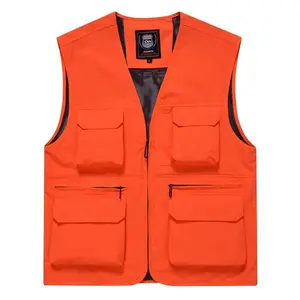 Men's Spring and Autumn High-End Casual Breathable V-Neck Work Vest with Zipper Front & Multiple Pockets for Fishing Running Traveling Everyday Wear Knitting