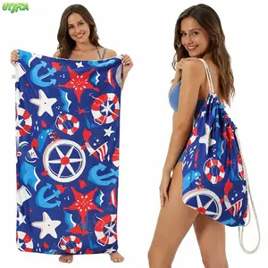 2 In 1 Convertible Beach Towel Drawstring Backpack Bag, Quick Dry Sand Free Microfiber Beach Blanket With Reinforced Cotton Straps, Oversized Nautical Shell Print Beach Towel For Women Summer Vacation Pool Party Travel Outdoor,beach essentials,summerwins