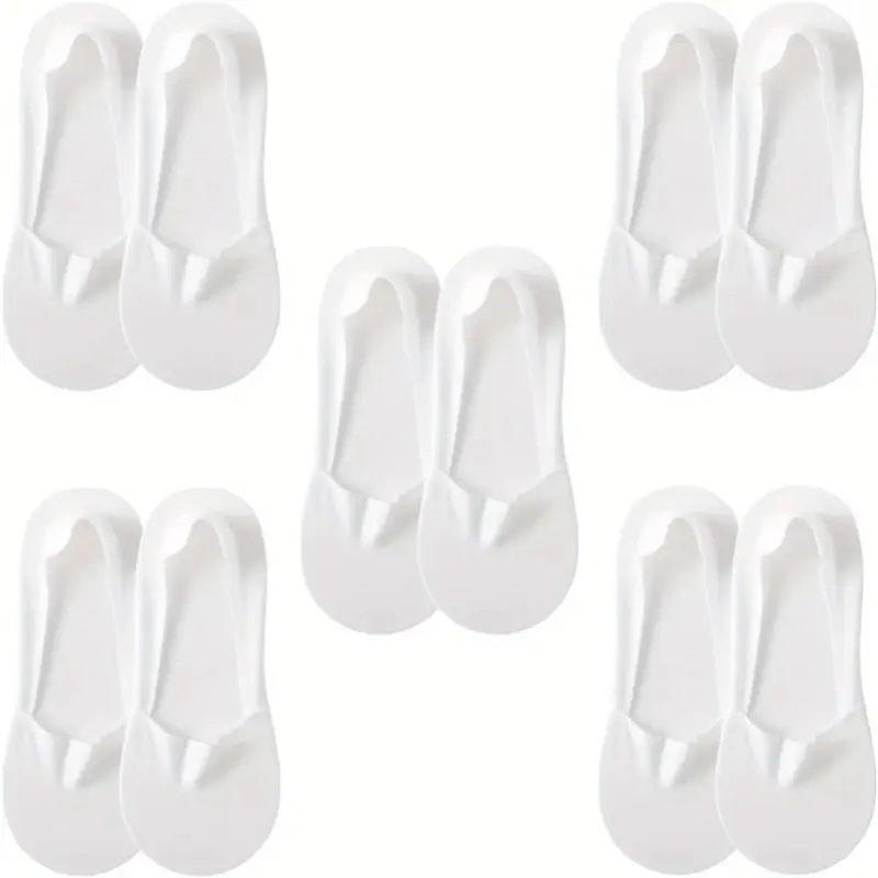 Women's 5-Pair Mixed-Color Low-Cut No-Show Socks - Elastic, Snug Fit, Anti-Blister, Basic, Minimalist Style for Everyday Commute, Athletic Activities, Suit Wear, Comfortable, Casual, Lightweight