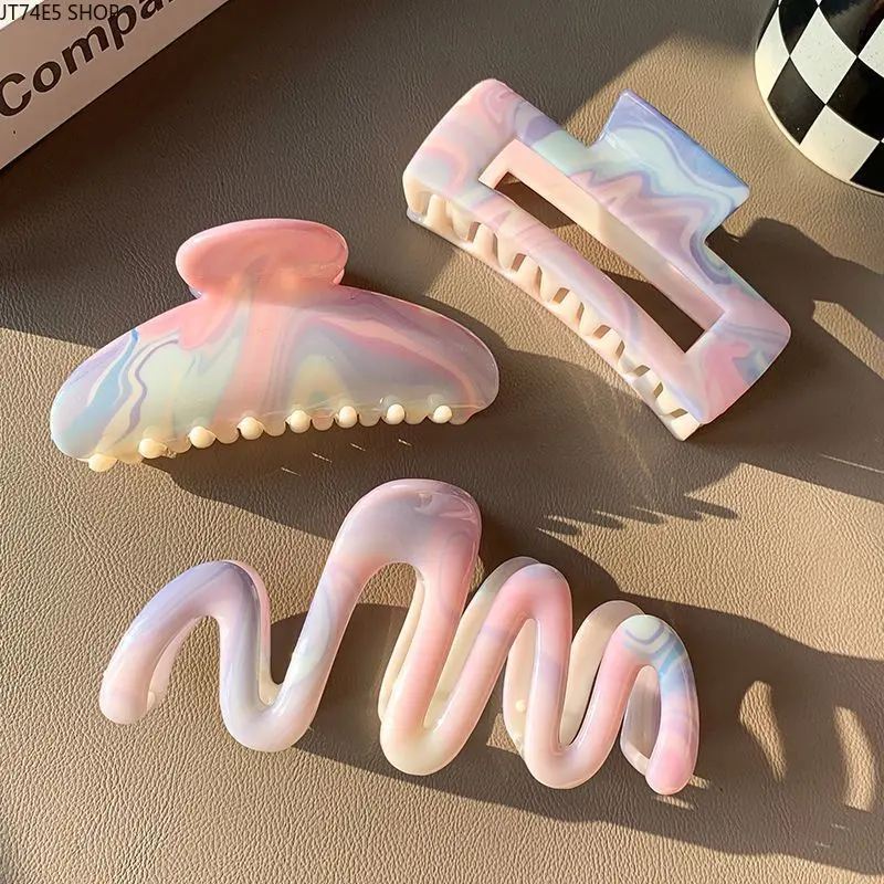 High value mermaid ji gradual change grab clip high sense shark clip back head coil hair grab clip large tie hairpin headdress