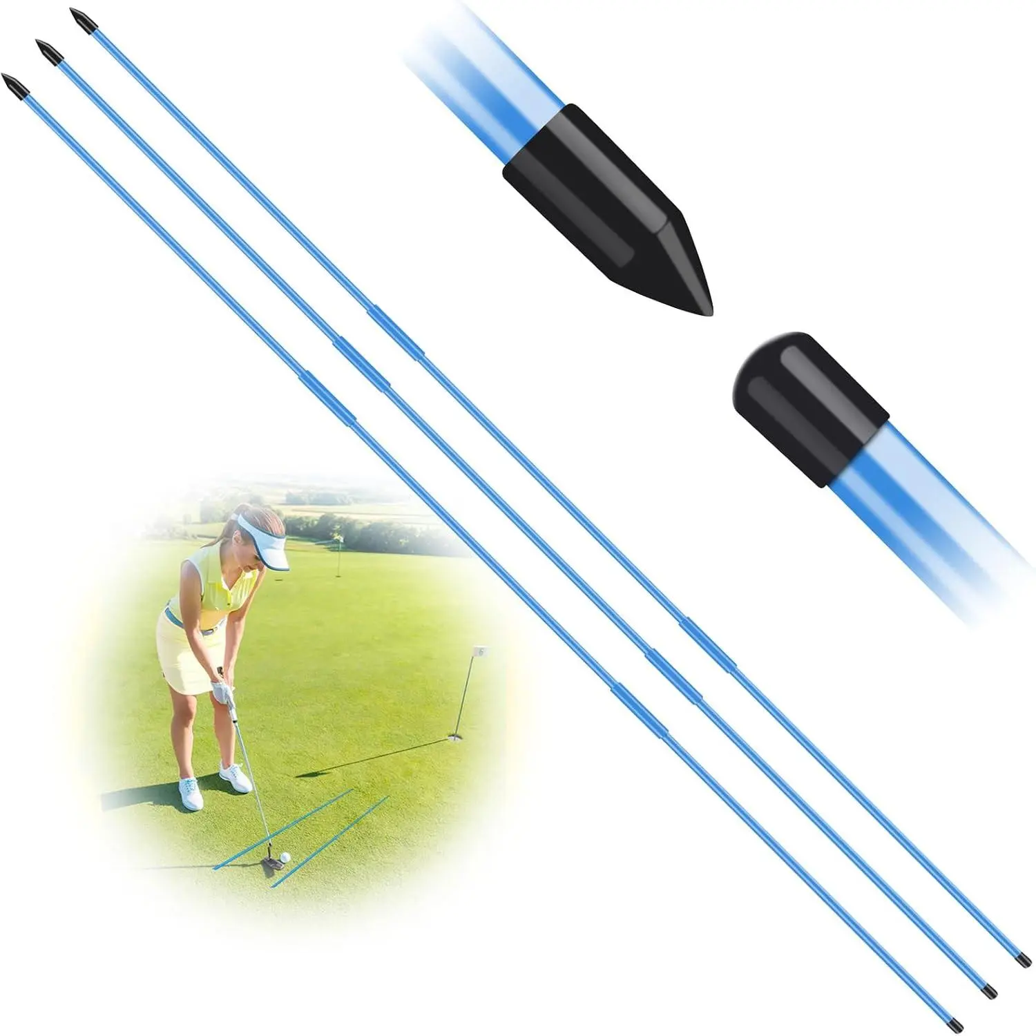 Golf Alignment Sticks 48 Inch 2/3 Pack | Practice Rods for Aiming, Foldable for Easy Storage, Full Swing  Aid Kit, Durable Fiberglass Construction