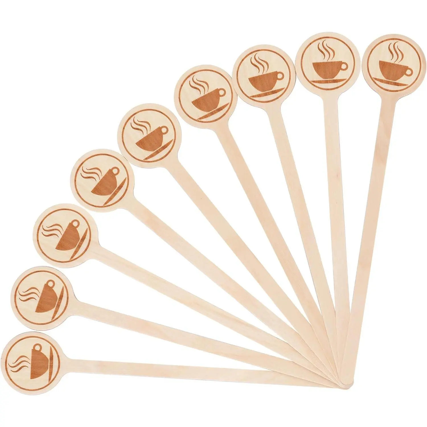 100count Coffee Stirrers-5.9 Inch Natural Wooden Stir Sticks with Round Ends, Disposable Eco-Friendly Biodegradable Cafe Grade Coffee Stir Sticks Wood Beverage Mixer for Coffee Cocktails Milk Tea