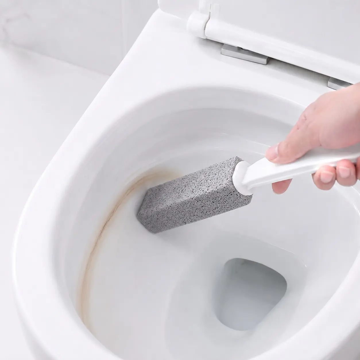 2 Pcs Pumice Stone Cleaning Brushes with Handles, Toilet Scrubber – Heavy-Duty Descaling Tools for Toilets, Bathtubs, Sinks. Removes Hard Water Stains, Limescale & Rust. Deep Cleaning Brush for Bathroom & Kitchen