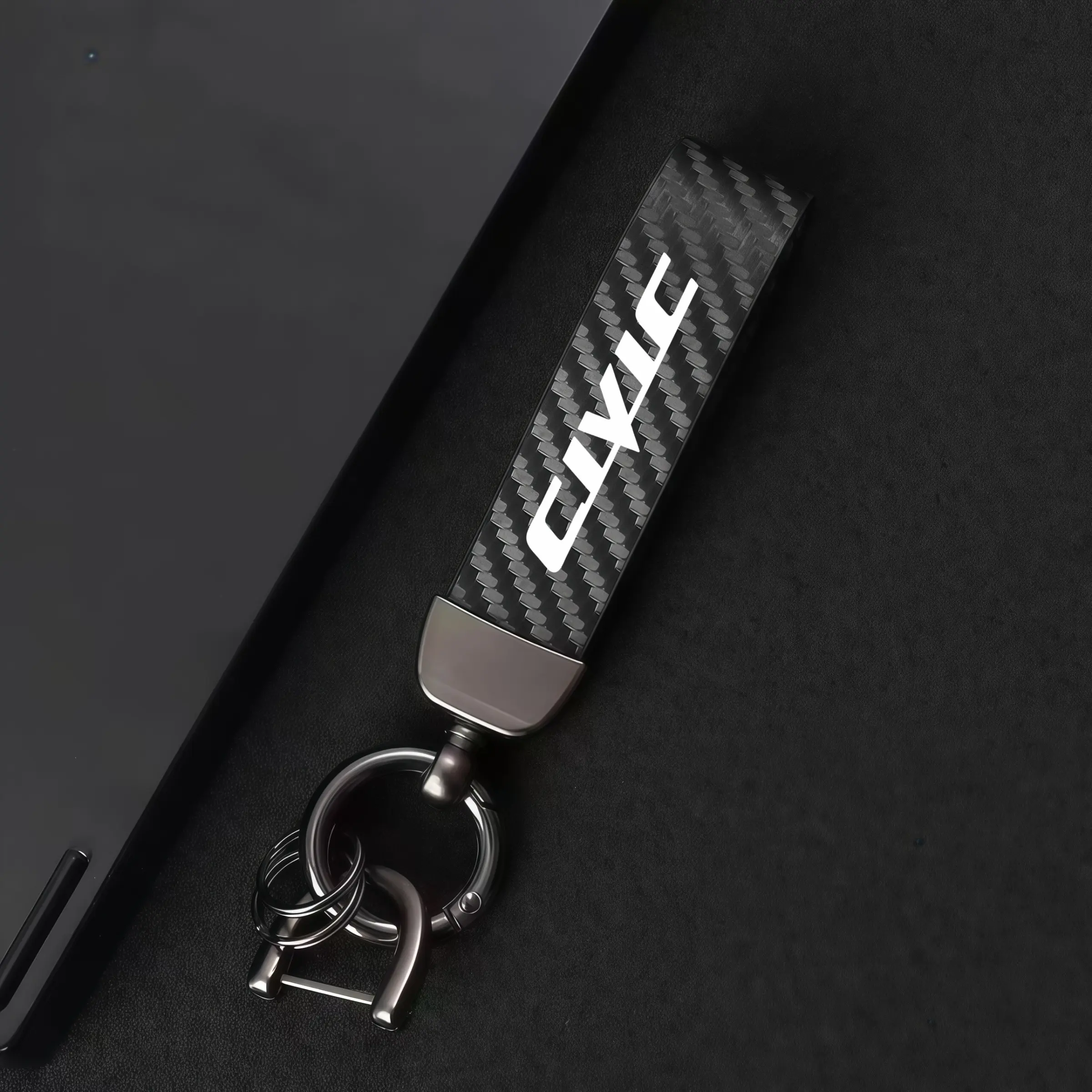 1pc Car Keychain 360 Degree Rotating Horseshoe Buckle, Lightweight Keychain for Honda Civic, Cool Keychains Key Rings for Car Keys, Keyrings for Keys