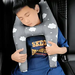 Cute Animal Pattern Kids Neck Support Pillow, U-Shaped Travel Cushion for Car Seats, Safe Comfortable Child Headrest for Traveling, Car Seat Attachment