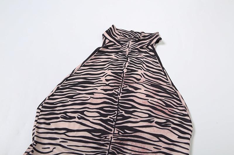 DOUCIU Summer Personality Street Sexy Elegant Cool Women'S Thin Printed Long Straight Sleeveless Backless Dress