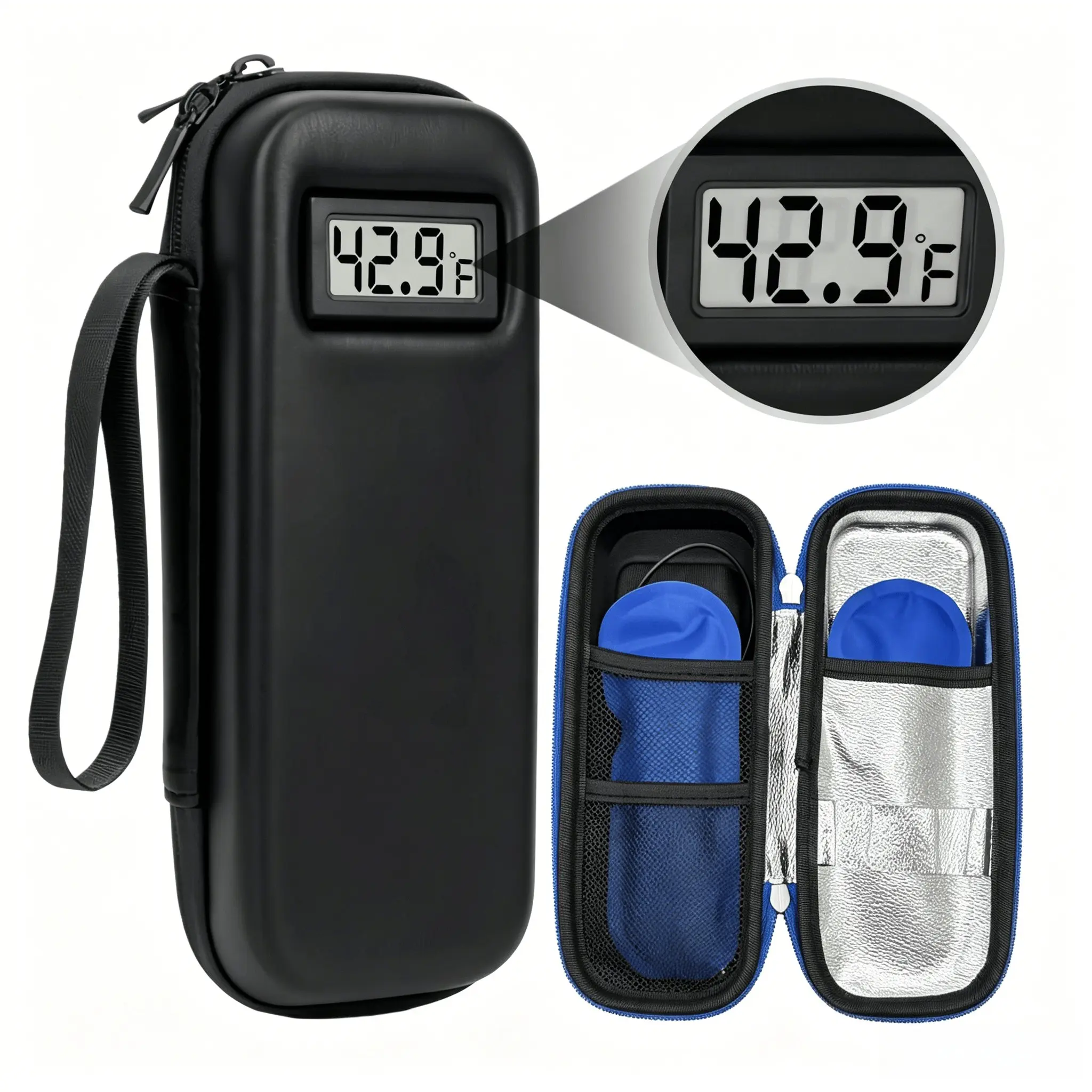 ❄️Temperature Display Insulin Cooler Box, Portable Travel Thermal Insulated Medication Case with 2 Tsa Ice Packs, Keep Insulin & Drugs Cool, Ideal Gift