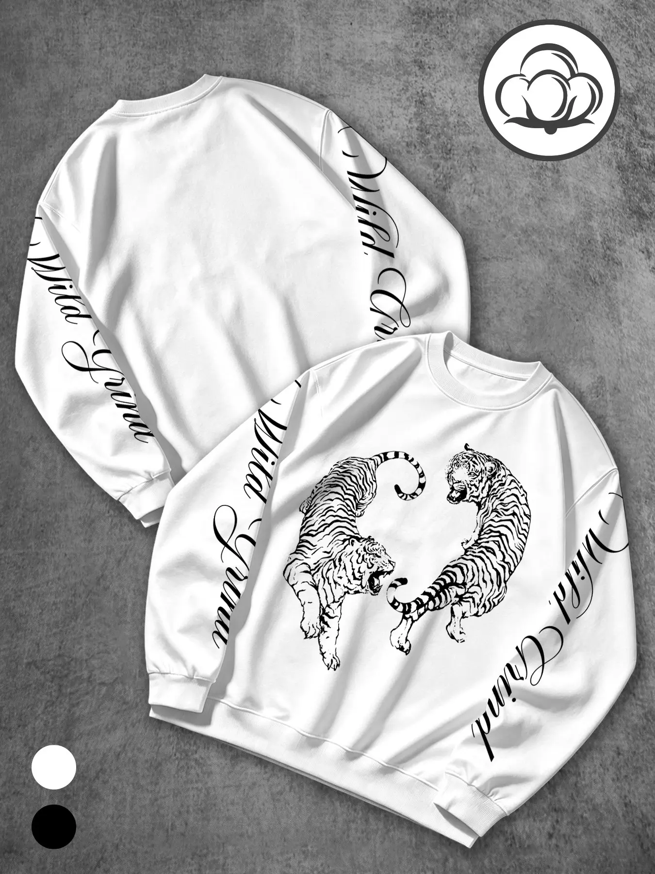 Y2K Streetwear Vintage Tiger Print Sweatshirt, Loose Fit Long Sleeve Top, Perfect for Campus and Night Parties, Youth Wildlife Aesthetic