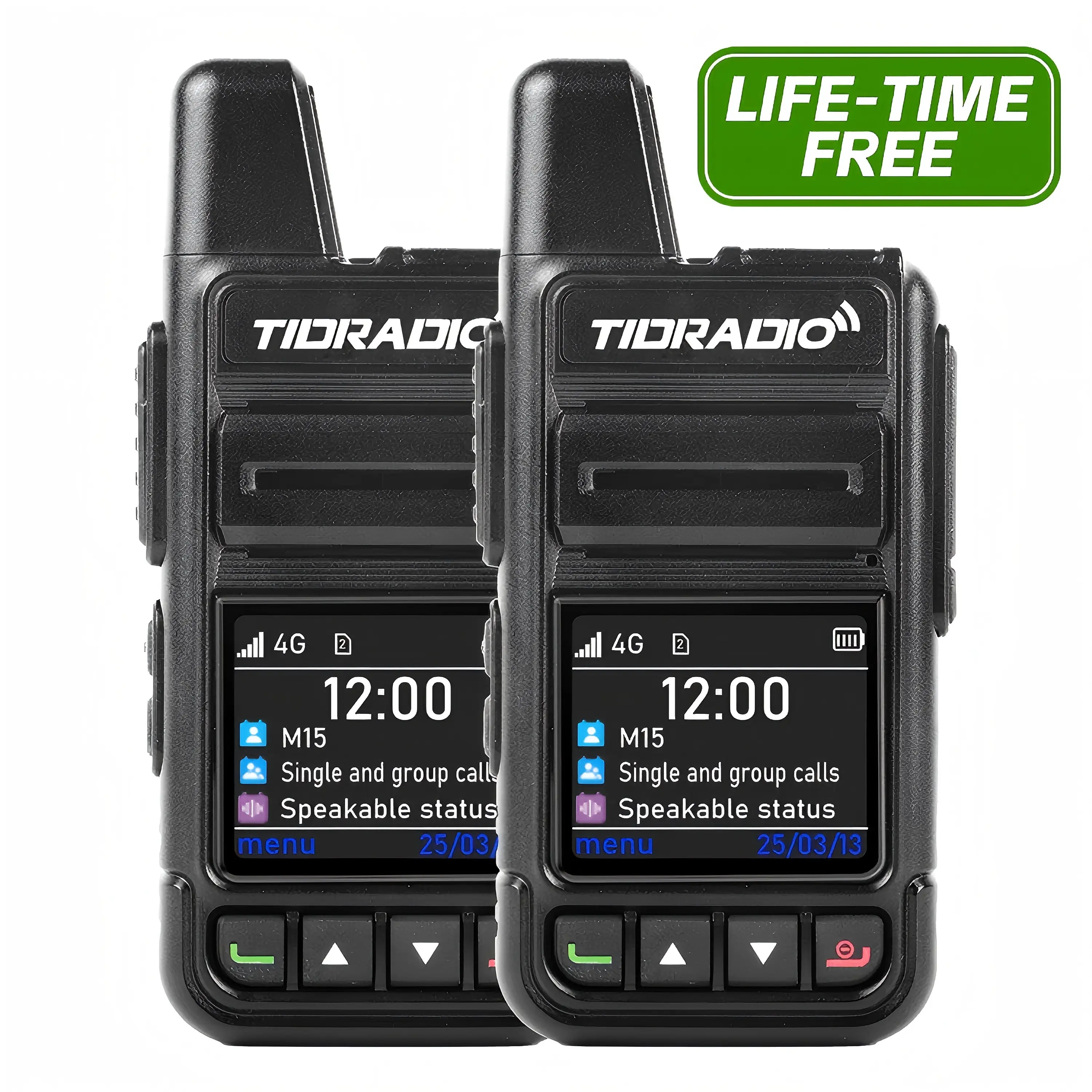 Lifetime Free TIDRADIO M15 POC Radio Global Walkie Talkies PTT 5000 Miles Long Range 4G Network 2 Way Radio 3000 mAh battery, 120 hours Long Battery ASE256 Encryption for Teams/Families/Outdoor/Hunting/Logistics/Fleets/Construction/Security/Hotels