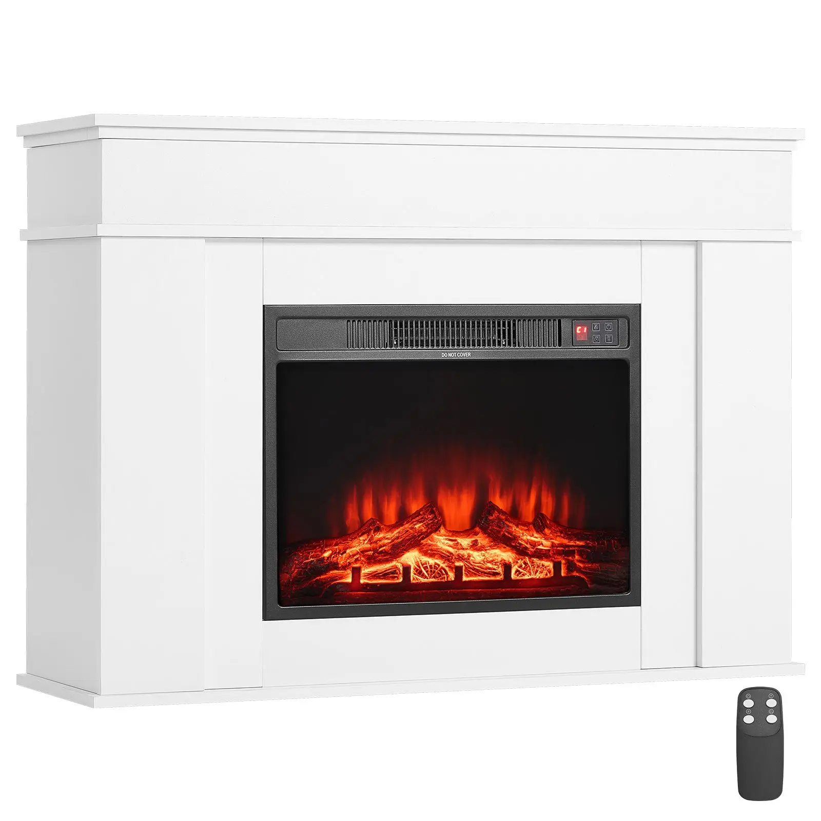 VEVOR 43 inch Freestanding Fireplaces, 1500W 5120BTU Fake Electric Fireplace Stove Heater with Mantel, Overheating Protection, Adjustable Flames, Timer, Remote, for Living Room, Bedroom, White