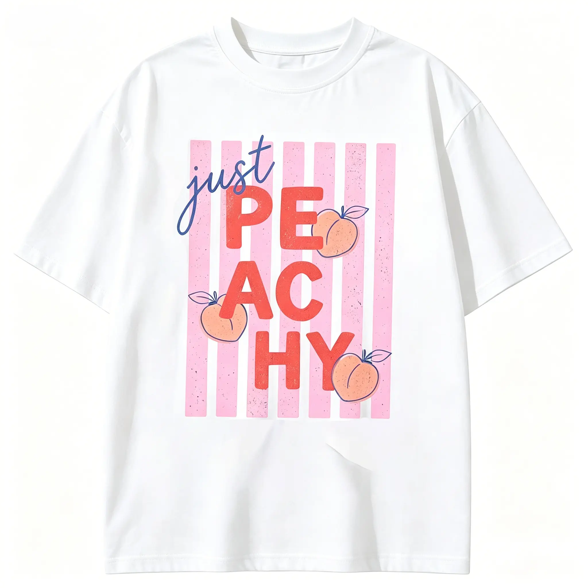 BOLDGUY Comfort Colors Just Peachy T-Shirt, Cute Peach Graphic Tee, Summer Fruit Pun Shirt, Retro Aesthetic Top, Trendy Food Lover Tee
