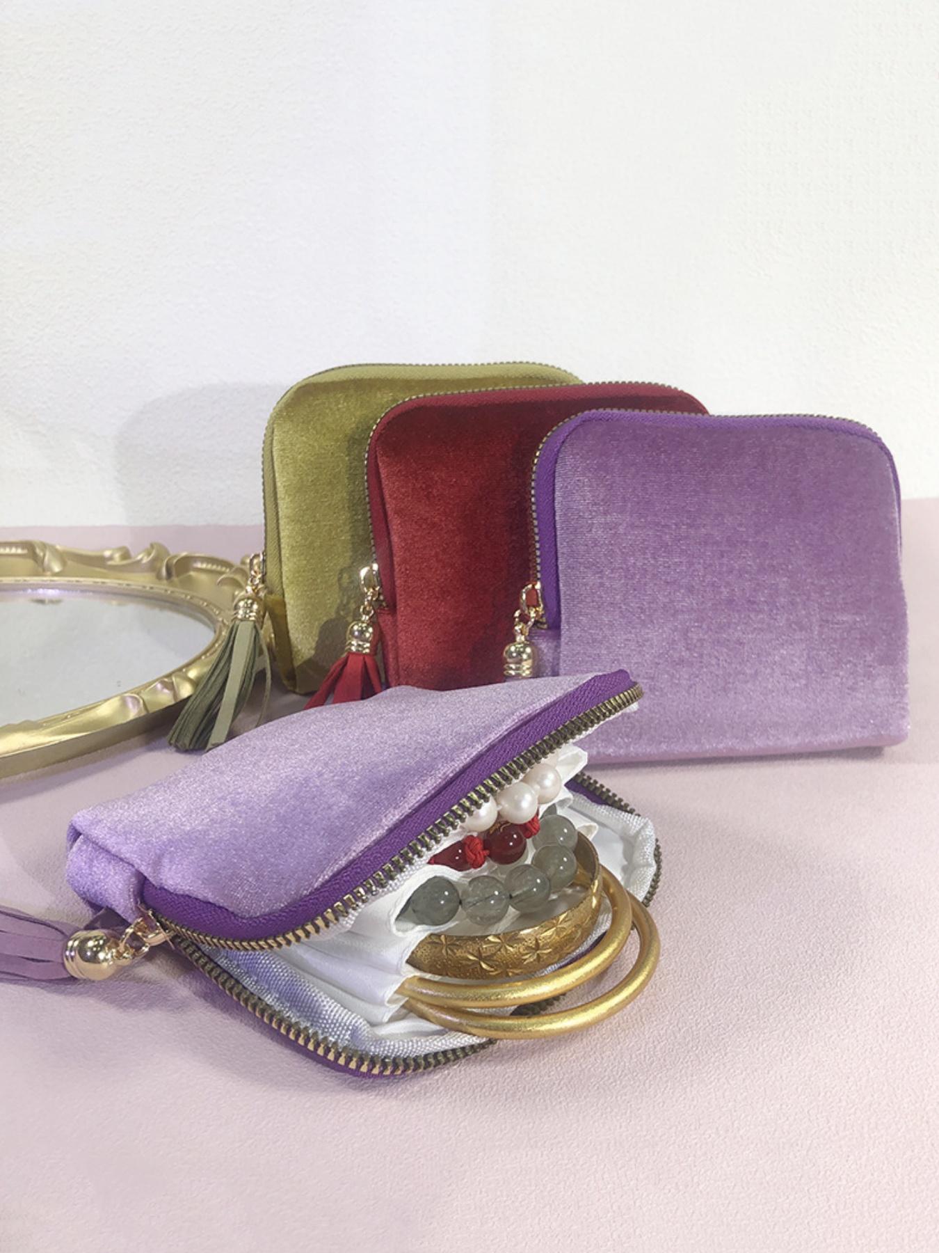 Fashionable Simple Solid Color Luxury Jewelry Storage Bag, Tassel Zipper Pouch, Portable Organizer for Rings Necklaces Bracelets