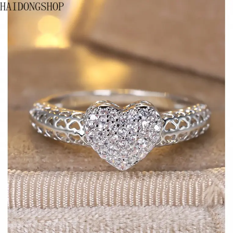 Heart‑Shaped Cubic‑Zircon Fashion Ring for Women & Teen Girls, Dainty Artificial Gemstone Romantic Engagement‑Style Finger Jewelry, Timeless Sweet Sentimental Minimal Design, Nickel‑Free Hypoallergenic Tarnish‑Resistant Polished Alloy, Versatile Stackable
