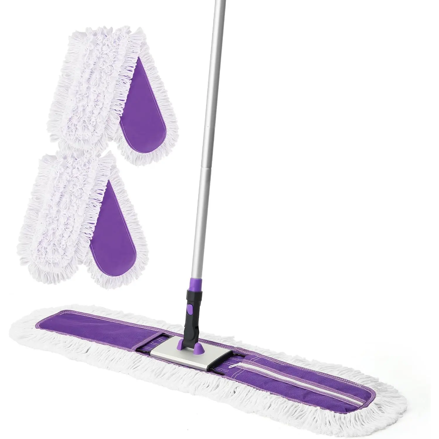36 inch Commercial Dust Mop Industrial Floor Mop 59 Inch Long | for Cleaning Office Garage Hardwood Warehouse Factory Mall Deck  2 Pads