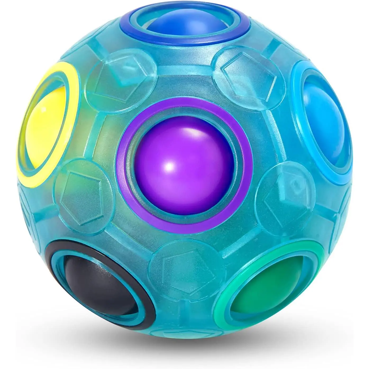 Magic Rainbow Puzzle Ball, Fidget Ball Puzzle Brain Teaser Fidget Toy for Boys & Girls- Birthday Party Easter Valentines Christmas Stocking Stuffers for Kids Teen & Adults(Blue)fidget toys