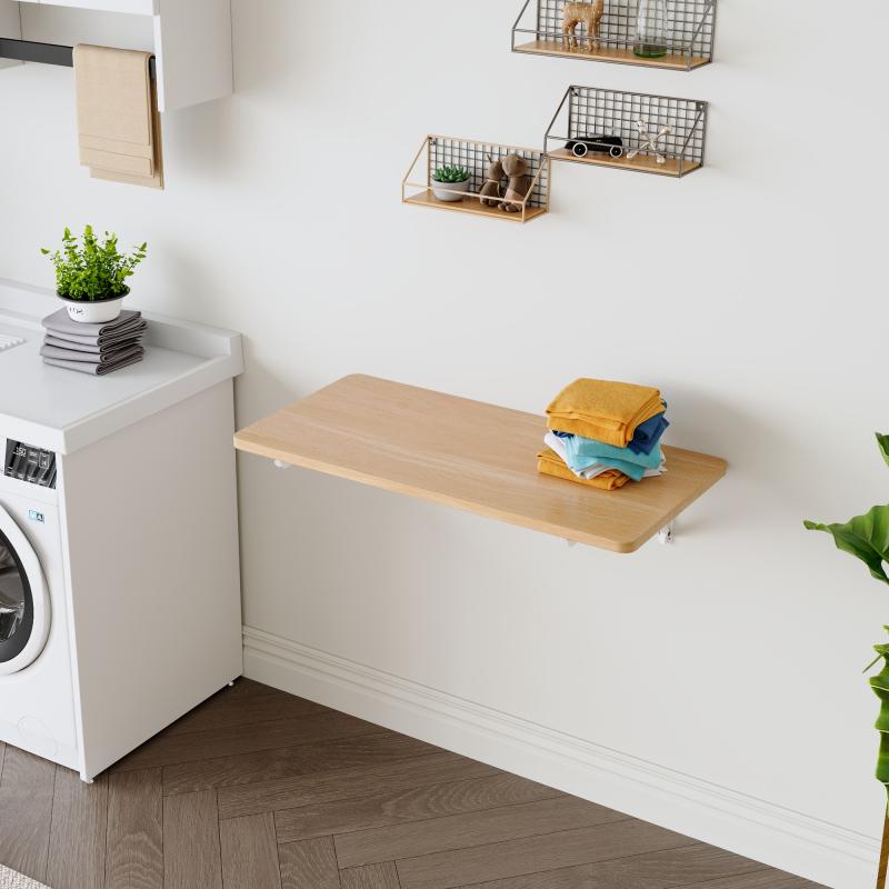 [SOIYELIFE] Laundry Room Folding Table Wall Mounted Folding Table for Small Spaces,Fold Down Desk,Workbench,Addition to Garage & Shed/Office/Laundry Room/Bar/Kitchen & Dining Room,31.5*15.7*6.5 inches.Cool furniture