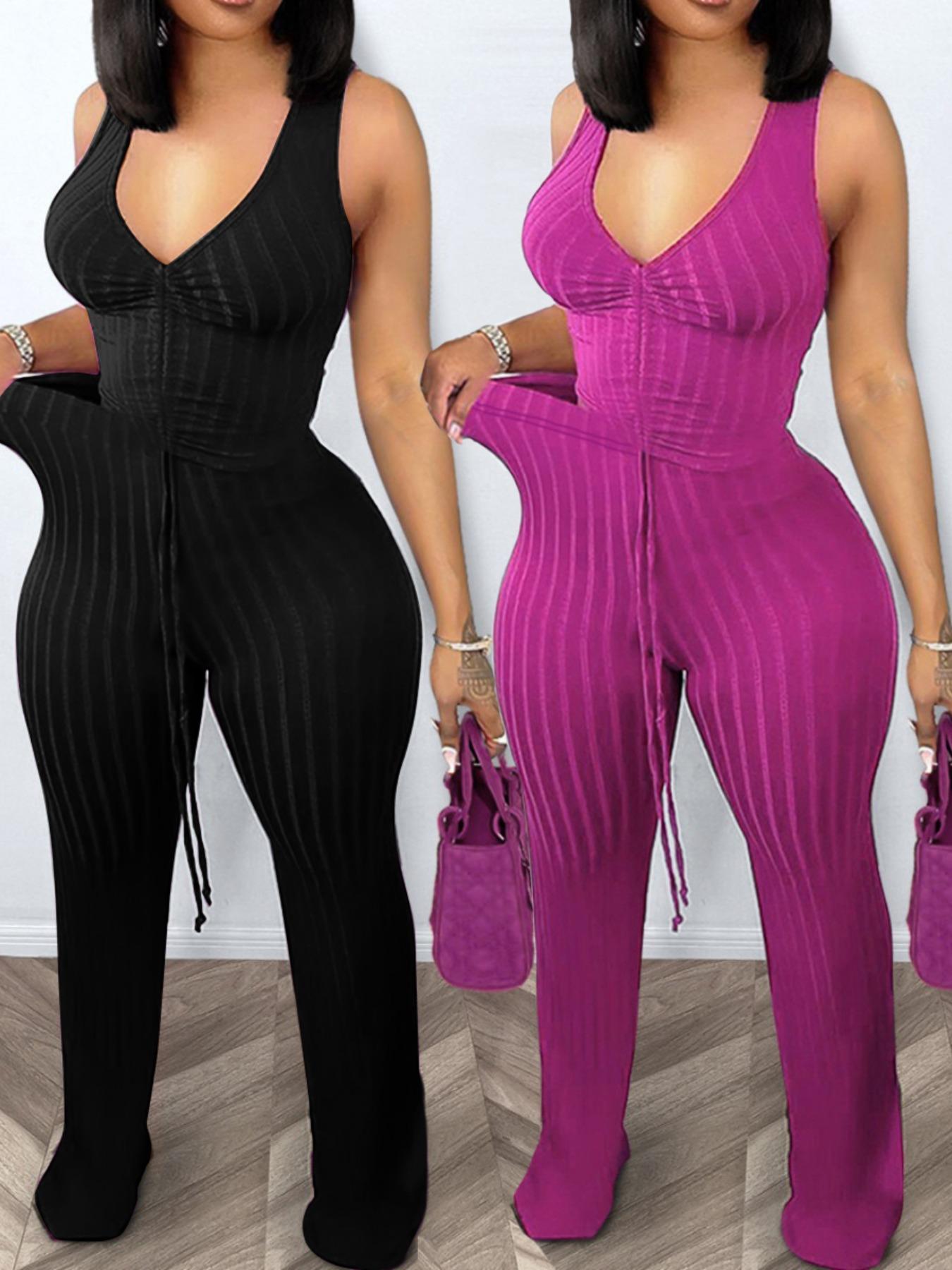 Women's Solid Ribbed Crop Tank Top & Pants Two-piece Set, Casual Fashion Cozy Two Piece Outfits for Daily Outdoor Wear, Ladies Clothes for Summer