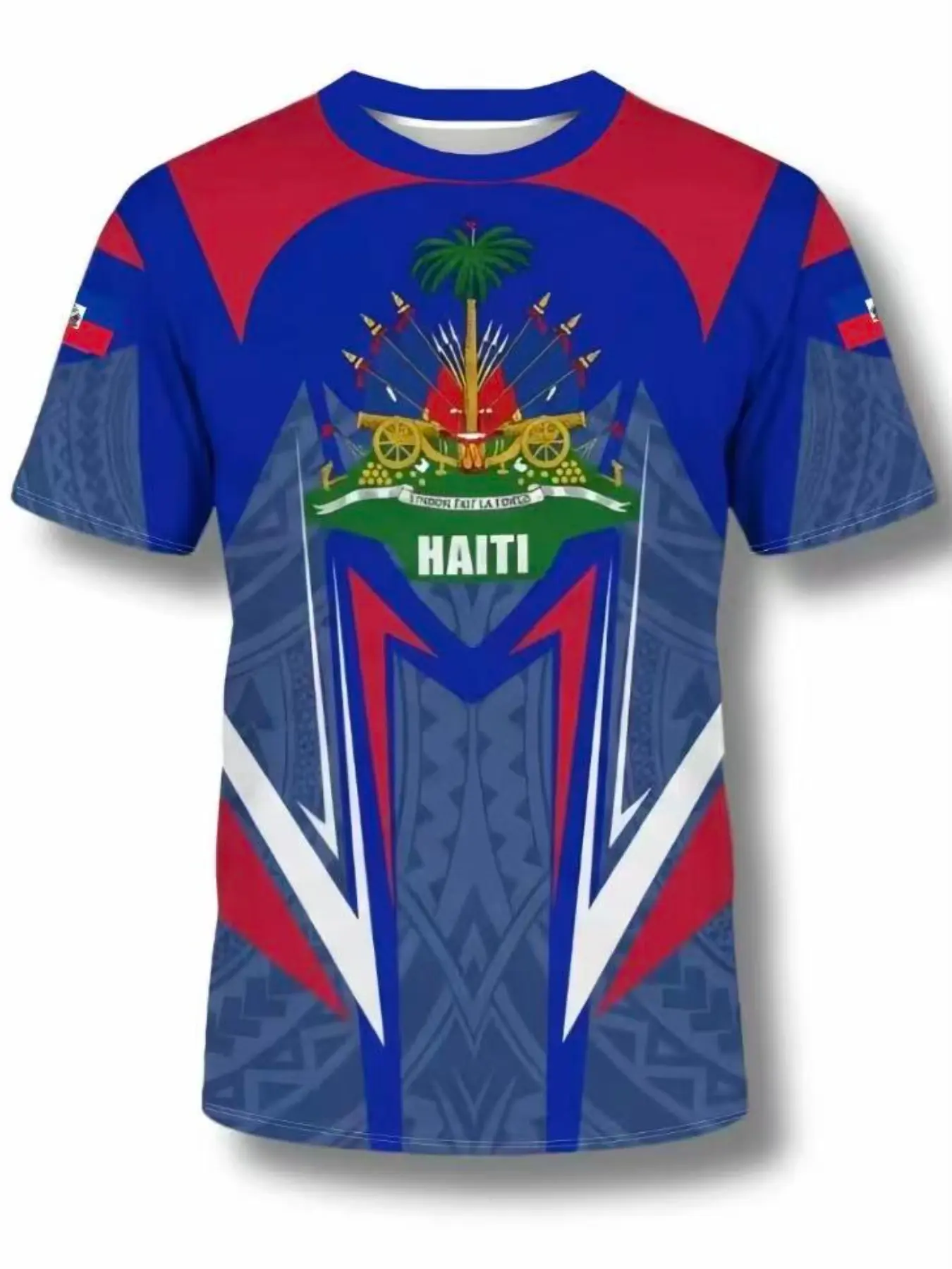 Men's Haitian football jersey, Soccer Jersey, Jersey Shirts, comfortable round neck sports shirt, sportswear, ethnic style pattern, fitted H-shaped, suitable for all seasons, versatile for outdoor training and daily use