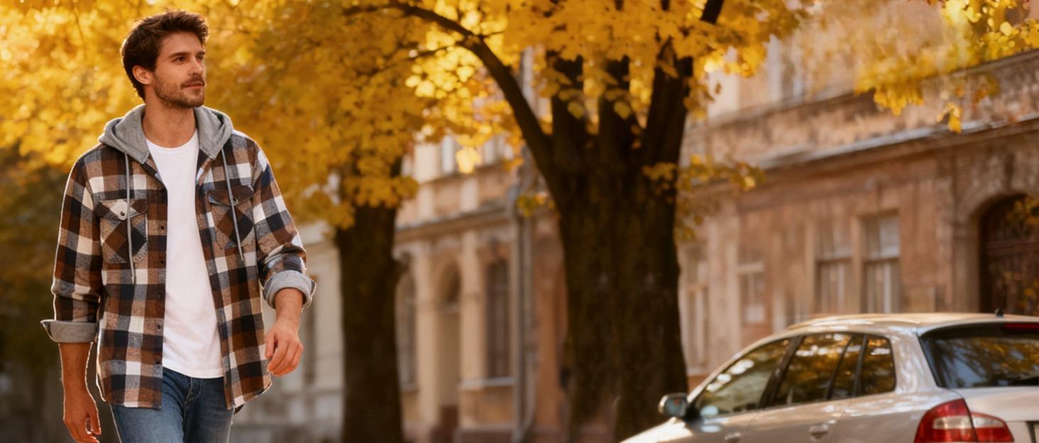 Men's Flannel Hoodie Shirt Long Sleeve Plaid Shirt Casual Classic Checkered Hooded Shacket