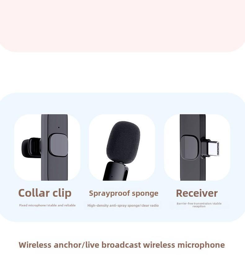 Wireless Lavalier Microphone for Android Phone - Wireless Mic with 2 Microphones for iPhone 15, USB-C Phone, Video Recording, Interview, Vlog, Auto Sync, and Noise Reduction Audio Bluetooth