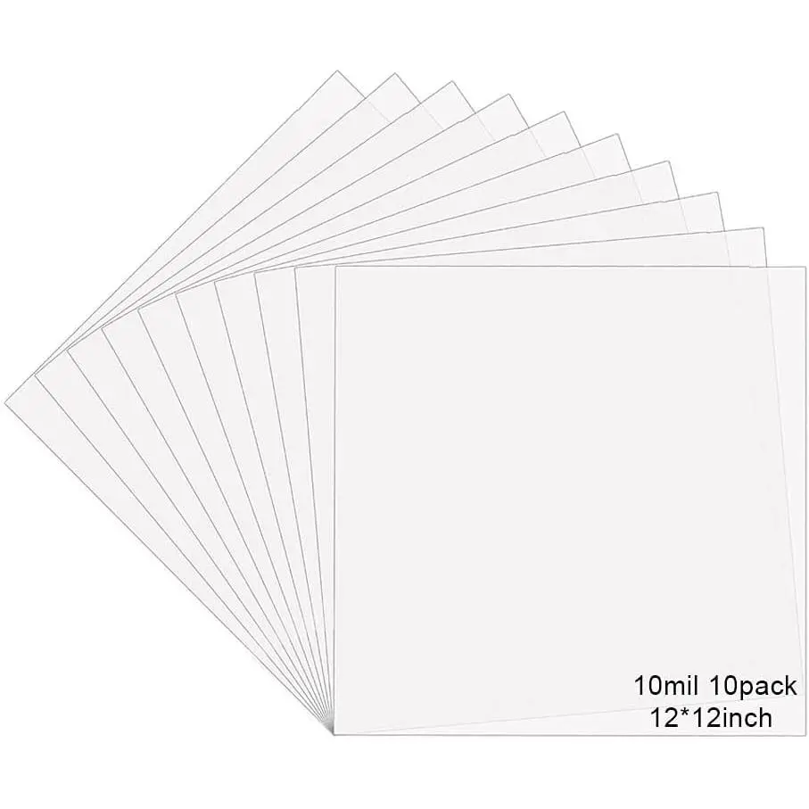10 Sheets 10 mil Mylar Sheet, 12 x 12 inch Milky Translucent Plastic Blank Stencils,  Stencil Template Material, Make Your Own Stencil
