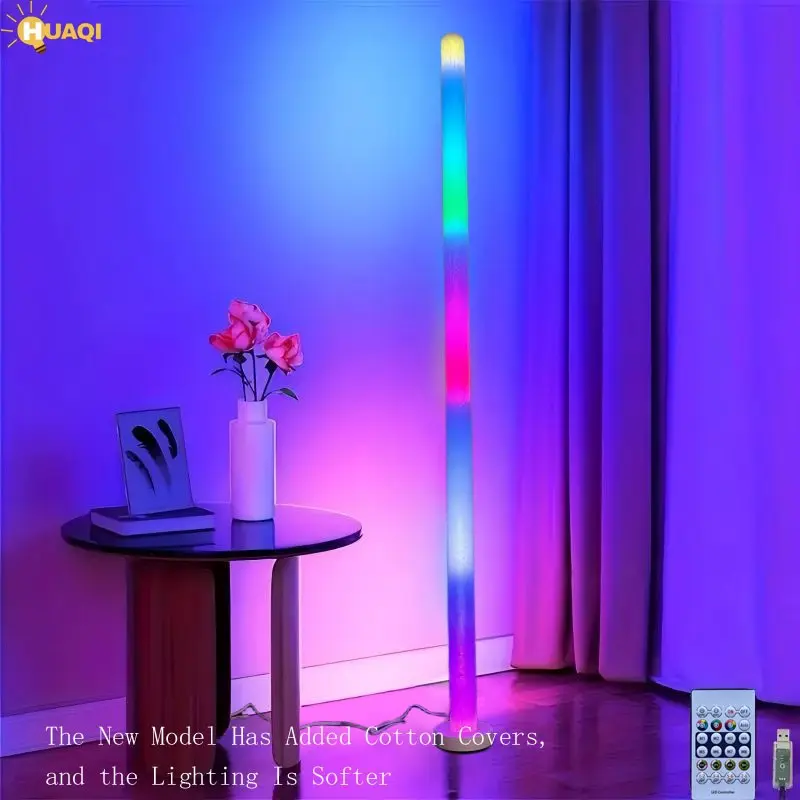 RGB Floor Lamp with Colorful Cotton Cover, Modern Style, Sound-Activated Rhythm Light, APP Bluetooth-compatible Remote Control, 360° LED Gaming Lamp