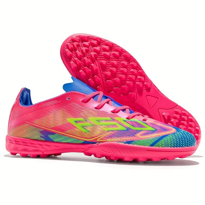 LISM Men's Training Cleats - Turquoise/Pink/Neon Green/Blue AG Studs, Lightweight TPU & Rubber Traction, All-Ground Grip for /Outdoor Soccer, Multi-Surface Turf/Grass, Comfortable Lace-Up Cleat for Professional &