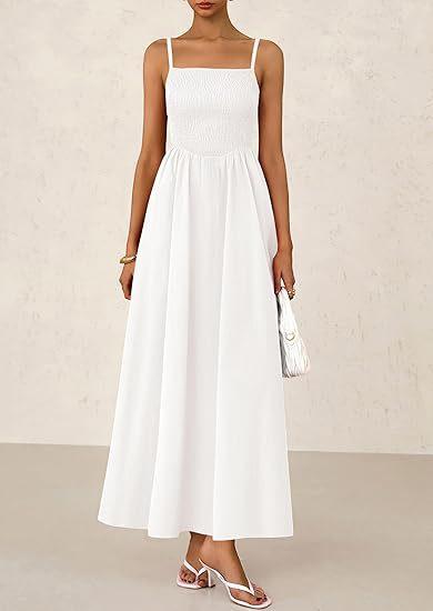 Sleeveless Suspender Solid Color Stitching A-line Beach Vacation Dress Women's Thin Shoulder Pleated Vest Pocket Commuting Dress