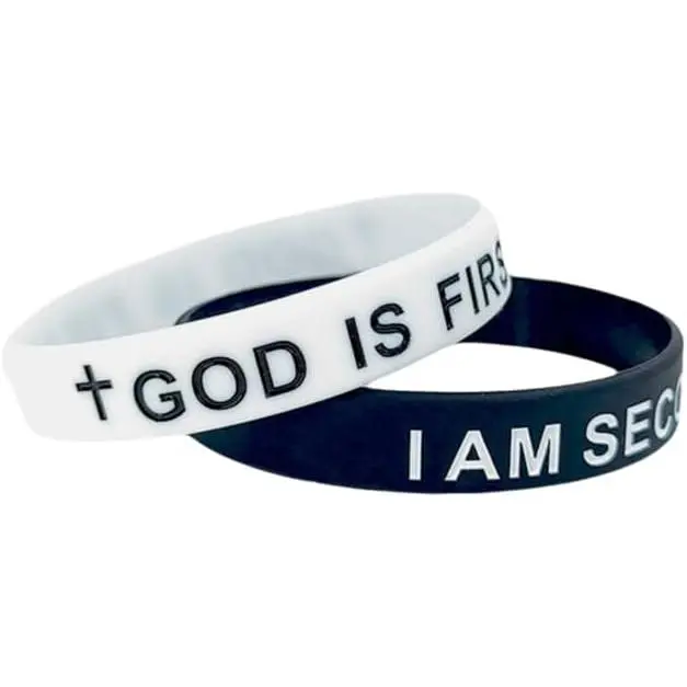 GOD IS FIRST Bracelet, IM SECOND Bangles,Christian Religious Rubber Bracelet for Women Men,Inspirational  Verse Wristbands,Motivational Encouragement