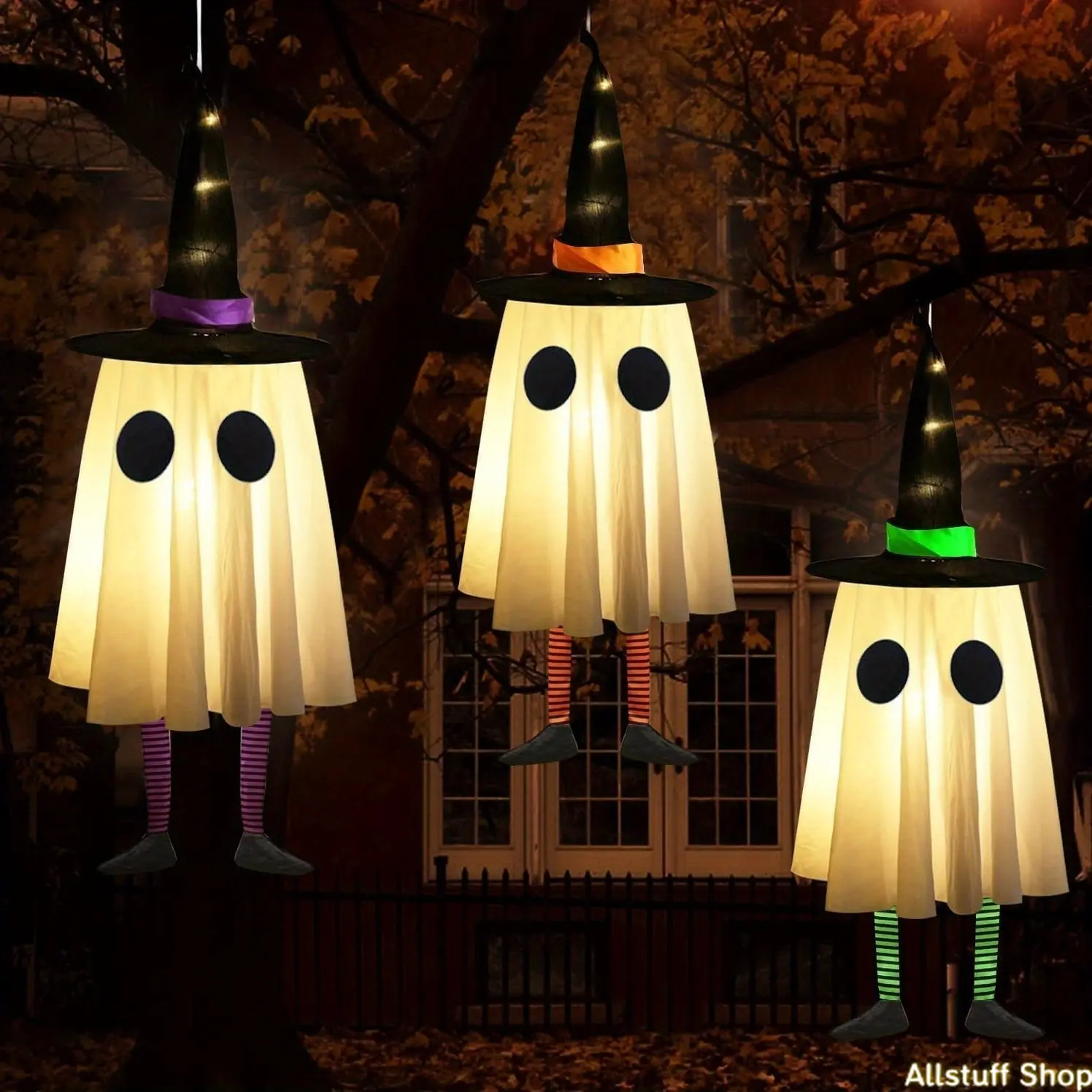 Lighted Halloween Hanging Witch Hat - DIY Bag Accessory, Horror Party Pack Decoration for Porch, Horror Theme, Festive Glow