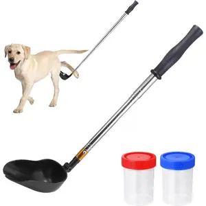 Telescopic Urine Collector for Dogs & Cats Adjustable Reusable Pee Stick with 2 Leak-Proof Collection Cups, Portable Pet Urine Sample Catcher for Veterinary Exams & Home Testing