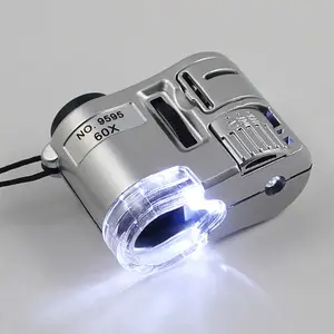 Portable 60X Handheld Magnifying Glass Mini Pocket Microscope Loupe Currency Detector Jeweler Magnifier With LED Light