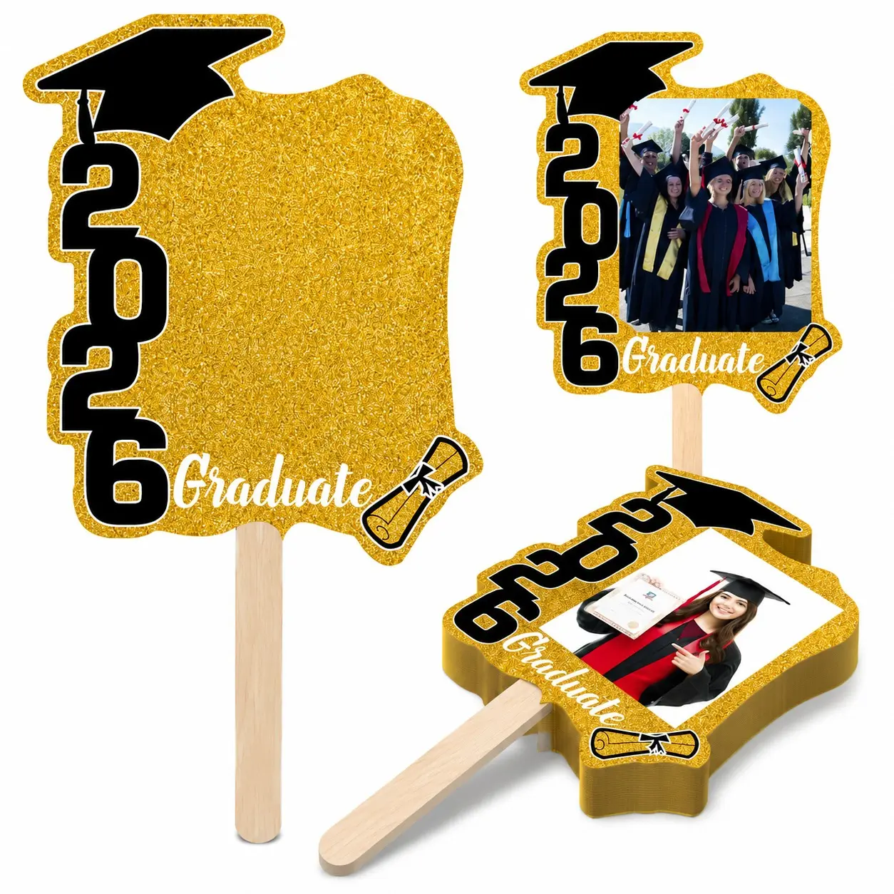 2026 Graduation Fan Photo Frame, Party Decoration, Graduation Photo Props, Handheld Sign, Graduation Ceremony Setup