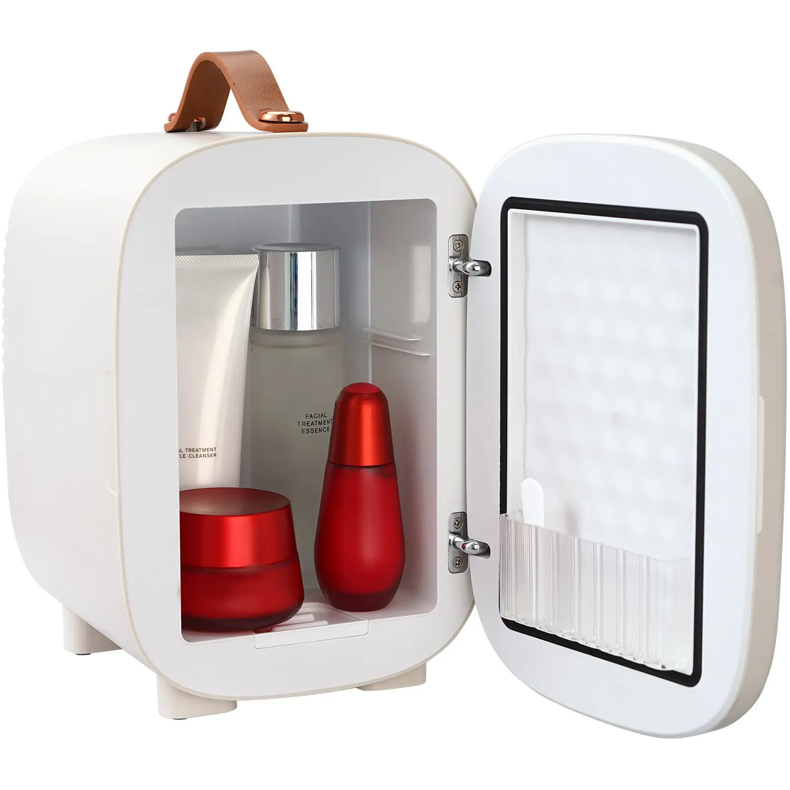 toolupgrade Vevor ETL-Certified Compact 4L/6-Can Mini Fridge, White Mute AC-DC Cool-Warm Cooler with USB Power, 64.4 Below Ambient Storage for Makeup, Drinks, Skin Care, Medicine, Cosmetics, Outdoor Use