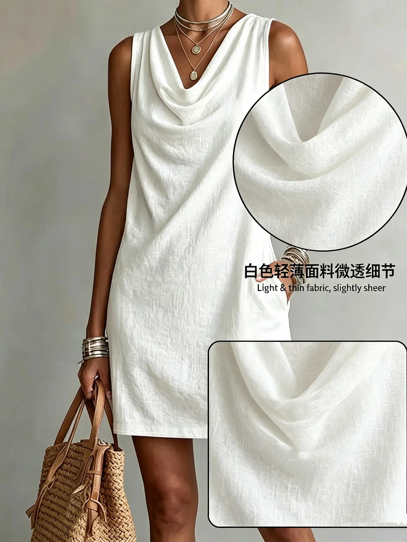 Simple Casual Basic Solid Color Sleeveless Dress for Daily Wear, Versatile Everyday Dress