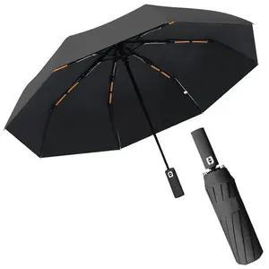 Solid Color 16/24 Bone Automatic Umbrella with Light Collapsible Windproof UV Protection Super Strong Sunshade Portable Design