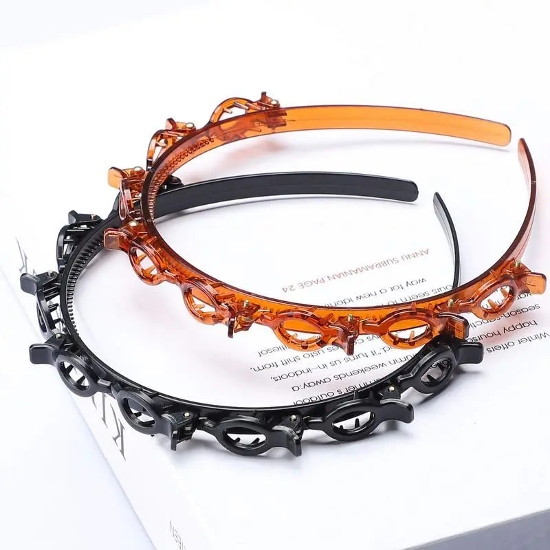 2-Piece Simple Headband for Women with 8 Double-Layer Clips, Fashionable Hair Accessory with Convex Tooth Design for Daily Bangs Styling, 2 Pieces, Casual, Christmas, Everyday, Female, Minimalist, Non-Pressure, All, Relatives