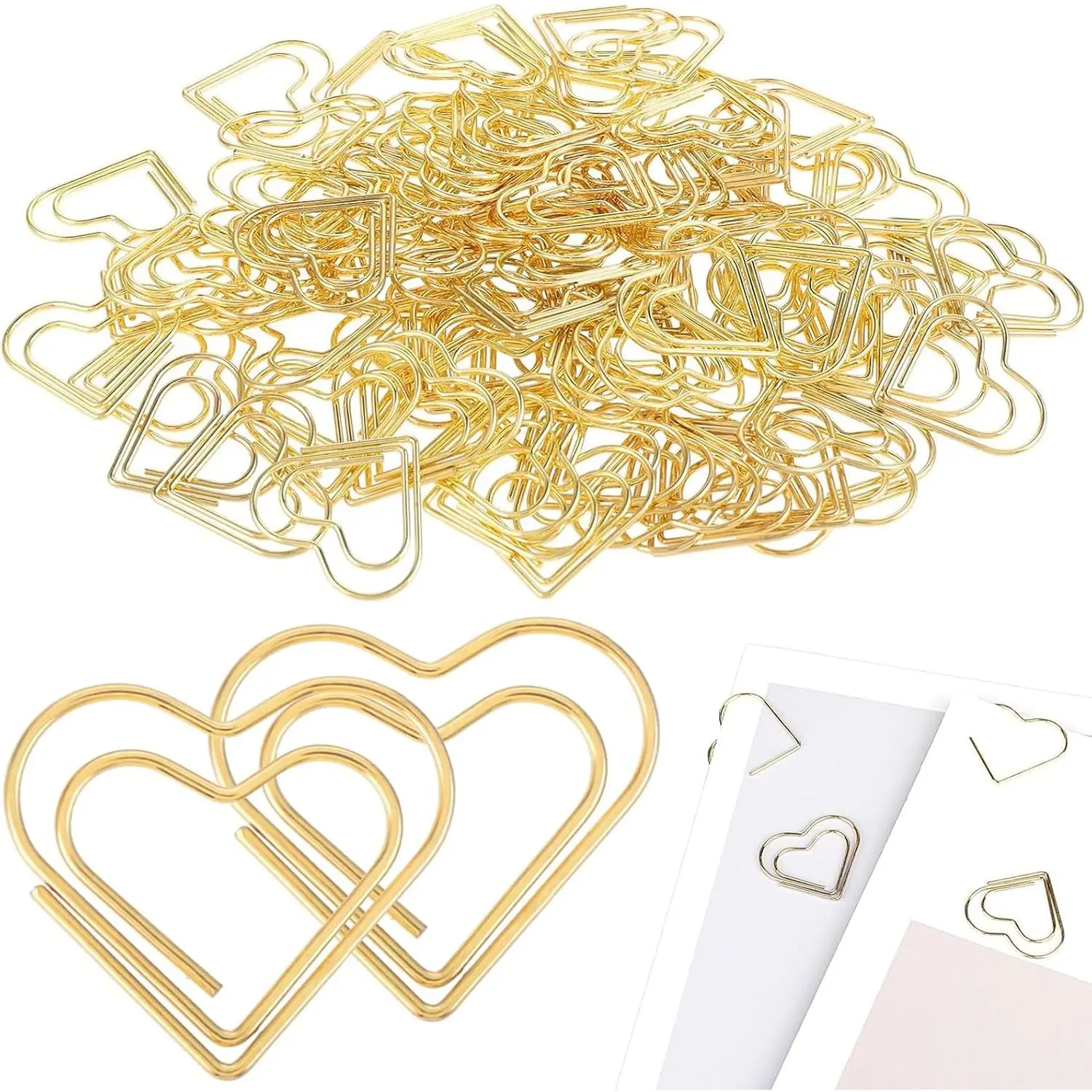 Cute Metal Heart Paper Clips: Love Shape  Binder Paperclips Mini Bookmark 100 count Document Note Sorting Organizer for Wedding Decorative Office Supplies