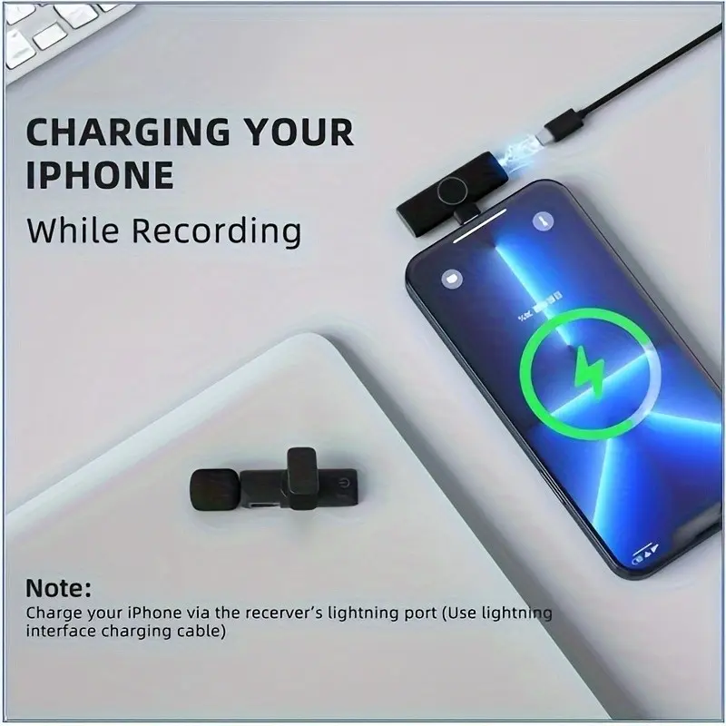 K9 Wireless Lapel Microphone, Phone Live Streaming Conference Recording, Video Audio Capture, Clip-On Mic for Clear Sound Quality