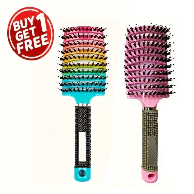 2PCS Flexible Nylon Bristle Hair Comb,Detangling Brush Set for Women,Massage Hollow Comb for Normal Hair, ABS Handle, Detangle Brush, Unentanglement