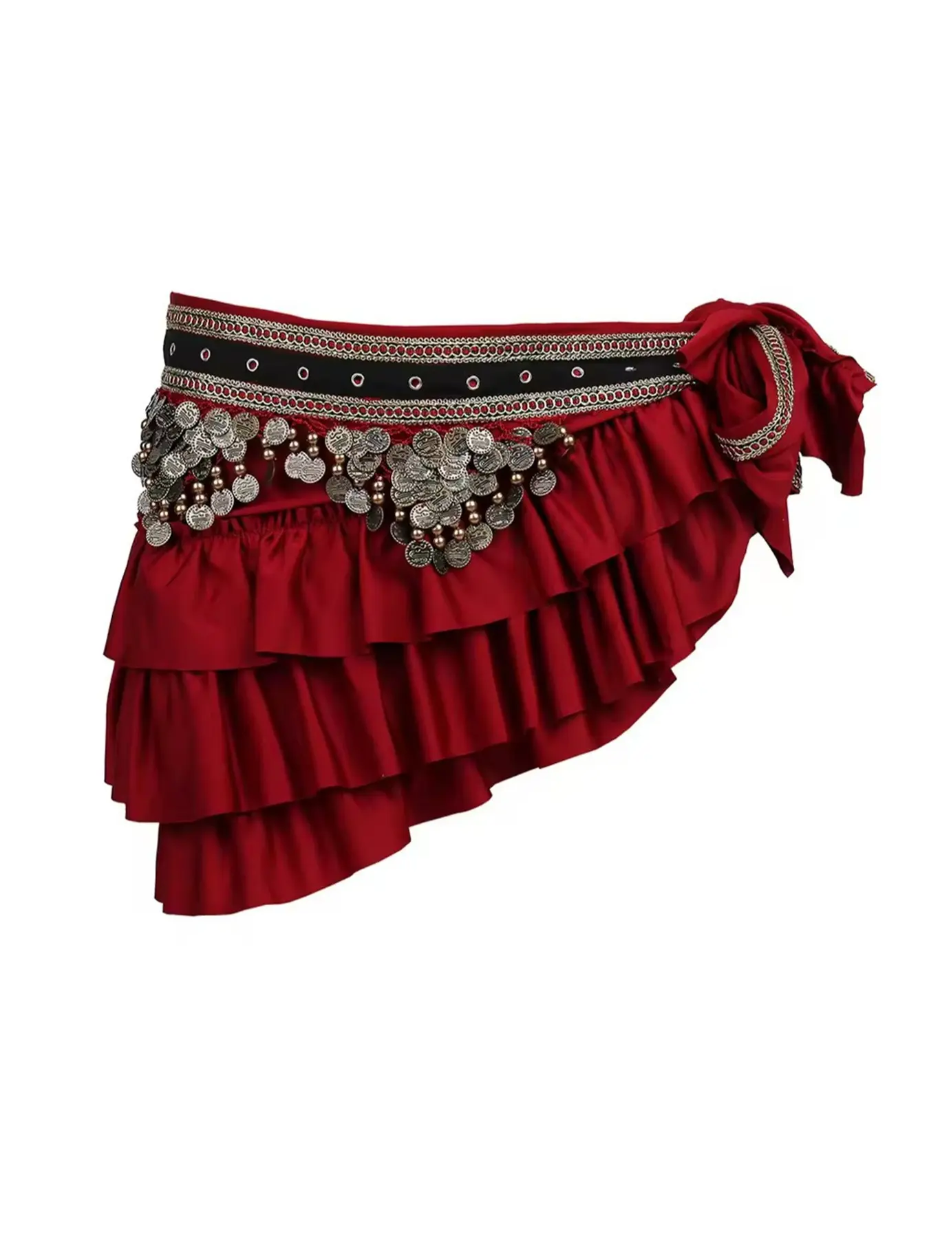 Women's One-Piece Belly Dance Belt Vintage Coins Hip Scarf for Performance & Practice, Adjustable Waist Accessory for Dancers