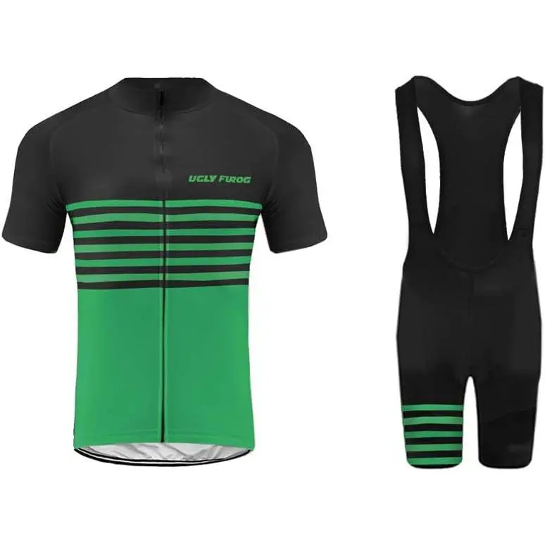 UGLY FROG Men's 2-Piece Professional Road Biking Set - Male Bib Shorts and Jersey for Outdoor Cycling Sportswear, Outdoor Ride