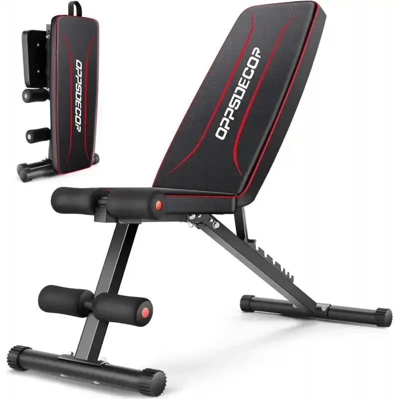 Metal Adjustable Foldable Weight Bench for Home Gym, 660LBS Fast-Folding Workout Bench Press, 8-Position Backrest for Incline-Flat-Decline Full Body Strength Training, Leather/Metal
