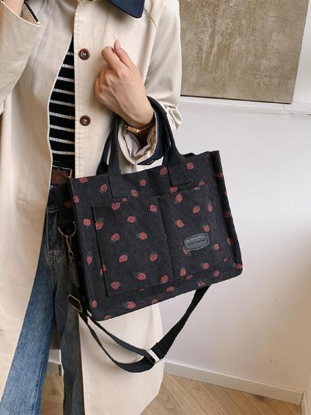 Women's Strawberry Pattern Tote Bag & Purse, Casual Versatile Shoulder Bag & Coin Purse, Trendy High-quality Daily Commuting Bag, Fashionable Bag, Fashionable Patterned Bag