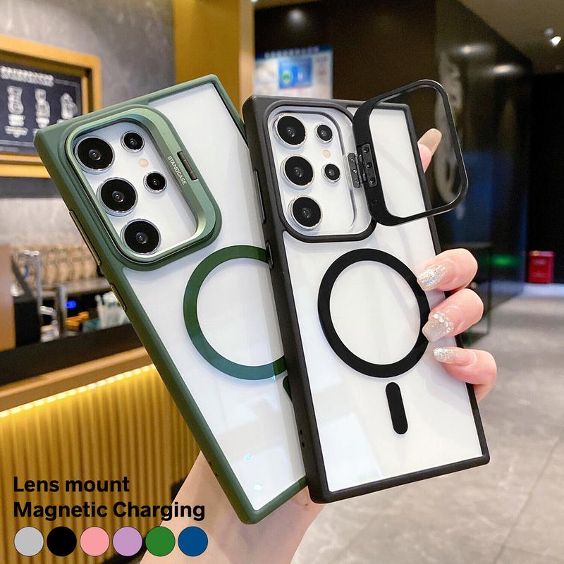 OREKROY For Samsung Galaxy S25 S24 Ultra S25/S24 Plus S23 S22 Mag Safe Magnetic Shockproof Bumper Slim Hard Clear Case With Individual Camera Lens Protector Film Phone Cover
