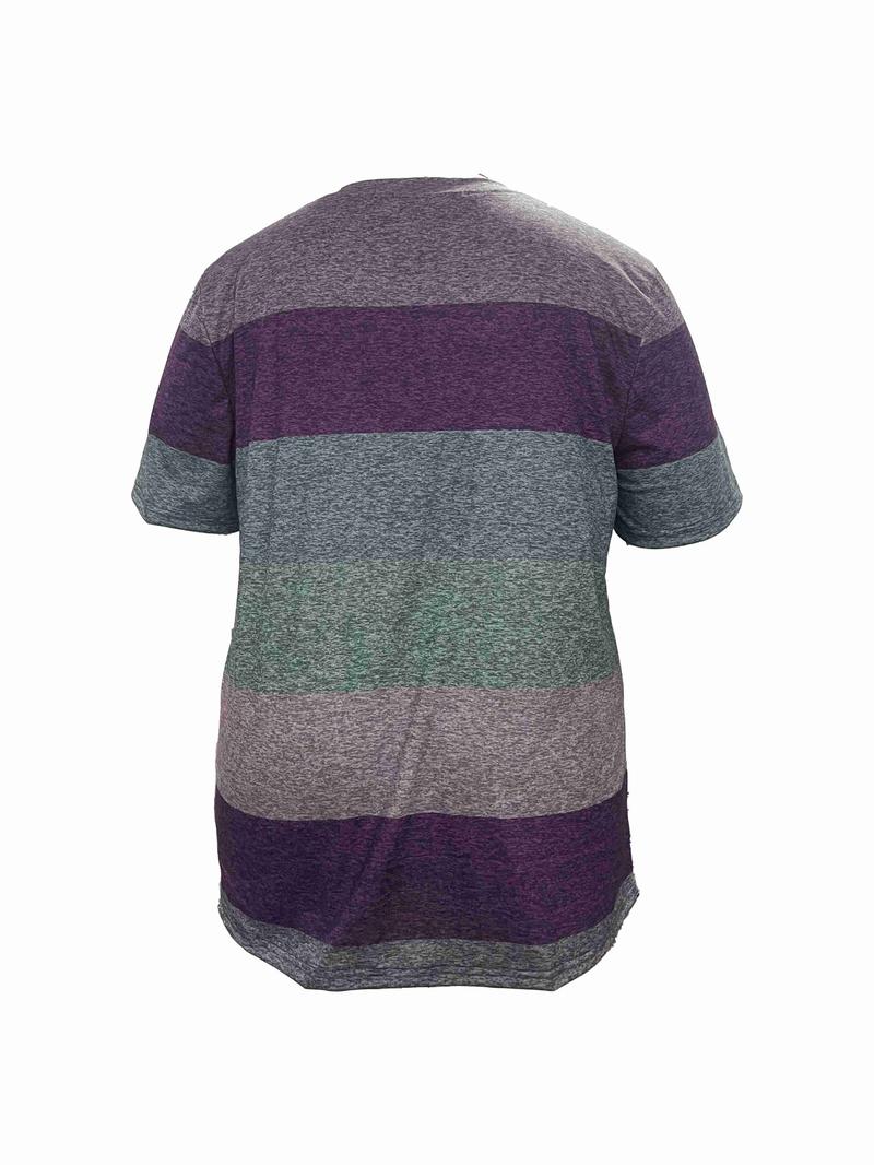 Plus Size Colorful Patchwork Print V Neck Tee, Plus Casual Short Sleeve T-Shirt for Summer, Summer Outfits 2024, Women's Plus Clothing for Daily Wear