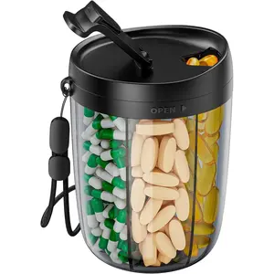 Large Pill Bottle Organizer for Holding 6 Various Vitamins without Filling Hassle, Supplement Organizer for Travel, Anti-Mixing Pill Box Case with Wide Opening for Easy Pill Retrieval, 20 Labels